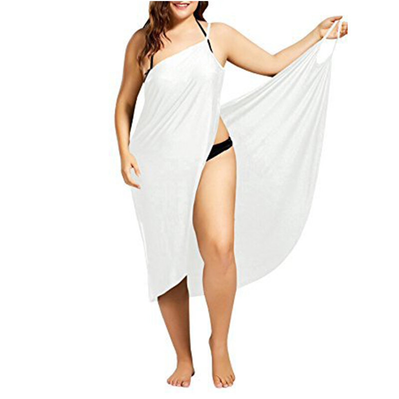 Robe à bretelles de plage sexy pour femmes, jupe ronde confortable, protection solaire, bikini d'été, couverture d'écran, document solide, 1 pièce