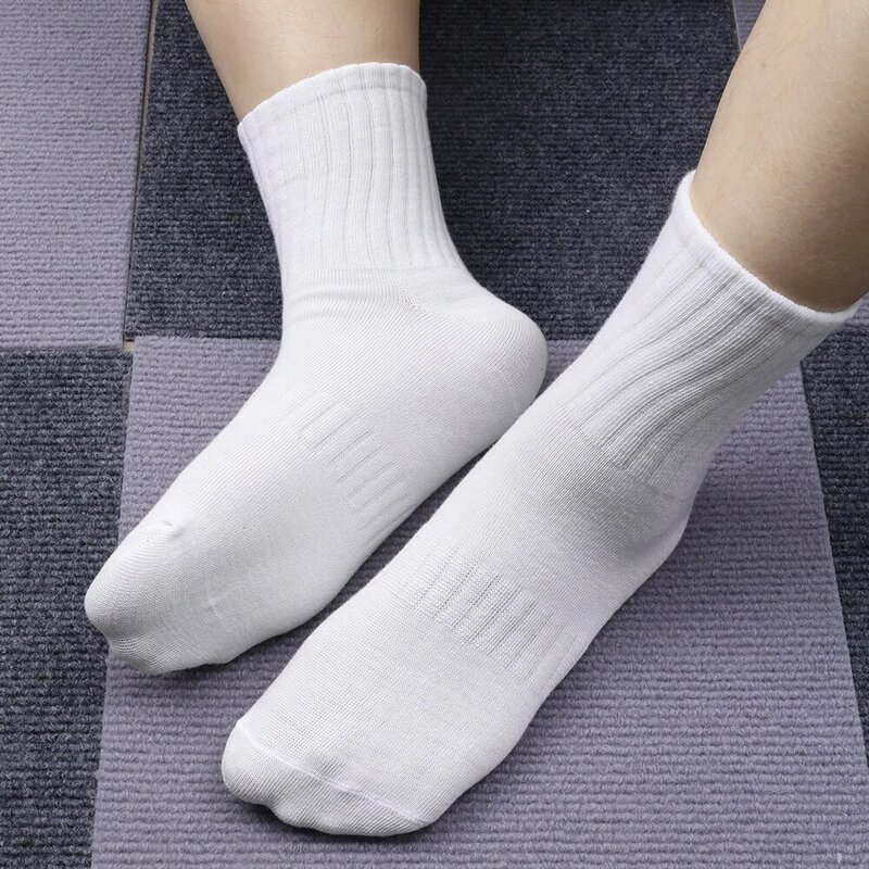 ถุงเท้าคอตตอน3คู่/ล็อตสำหรับผู้ชาย, ถุงเท้าผู้ชายกีฬาคอตตอนถุงเท้าข้อต่ำสีขาวดำระบายอากาศได้ถุงเท้าหุ้มข้อฤดูใบไม้ผลิและฤดูใบไม้ร่วง