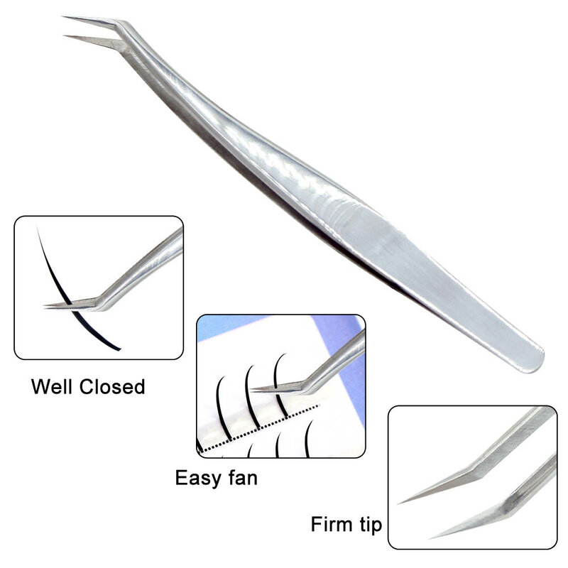Premium Quality Eyelash Extension Tweezers Makeup Tools Stainless Steel Non-magnetic Volume FakeLashes Supplies Accurate