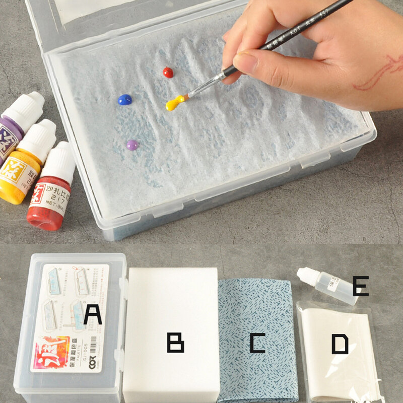 โมเดลกล่องใส่สีแบบเปียกถาดพาเลทพร้อมคู่มือน้ำหัตถกรรมทันสมัยกระดาษงานอดิเรกสติกเกอร์หน้ากาก DIY กล่องให้ความชุ่มชื้น