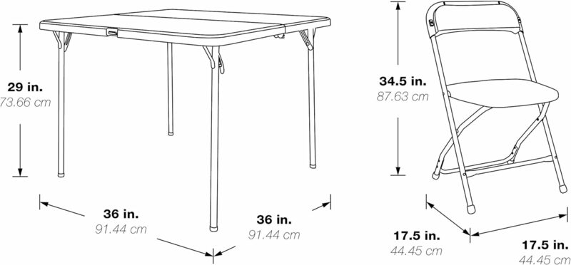 Ensemble de table et chaise pliantes en résine, 5 pièces, gris clair, en forme d'étoile