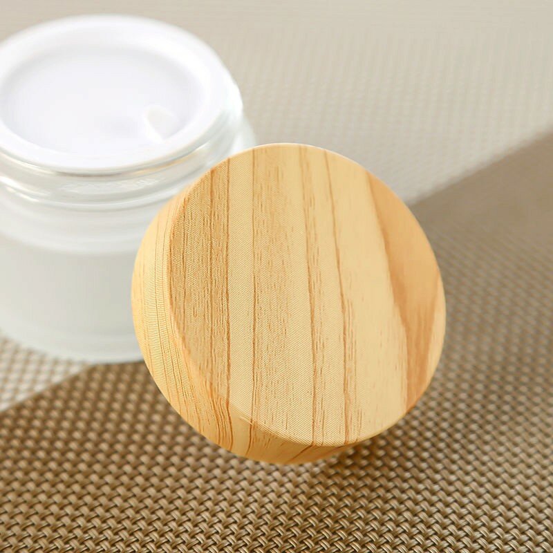 Mini Glass Jar Cosmetics Subpackage Filling Wood Grain Cap Bottle Face Cream Lipstick Storage Container Frosting Refillable