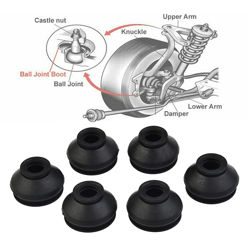 Universal Car Rubber Tie Rod End e Bola Joint Dust Boots Cover, Acessórios de Substituição Bota, 13, 23, 30, 6 Pcs