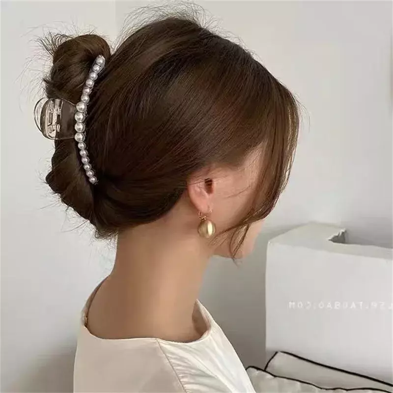 Eleganti grandi perle fermagli per artigli per capelli per le donne di grandi dimensioni copricapo in acrilico forcine per capelli barrette di granchio accessori per capelli per le donne