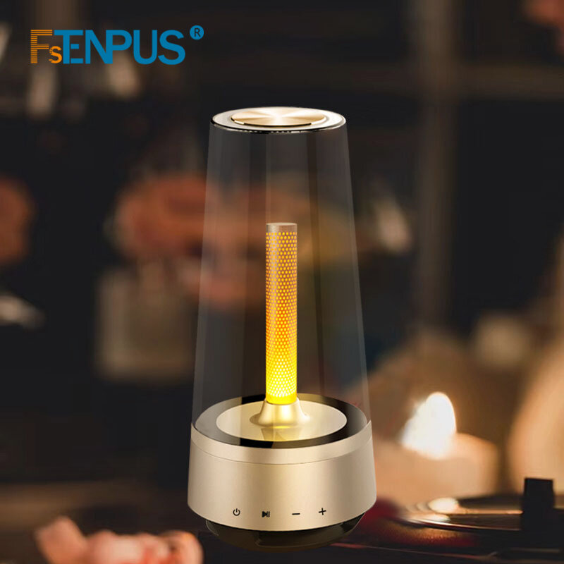 Беспроводной Bluetooth-динамик, светодиодная лампа в виде пламени и свечи, портативный динамик, наружная атмосфера, лампа для дыхания для декора комнаты