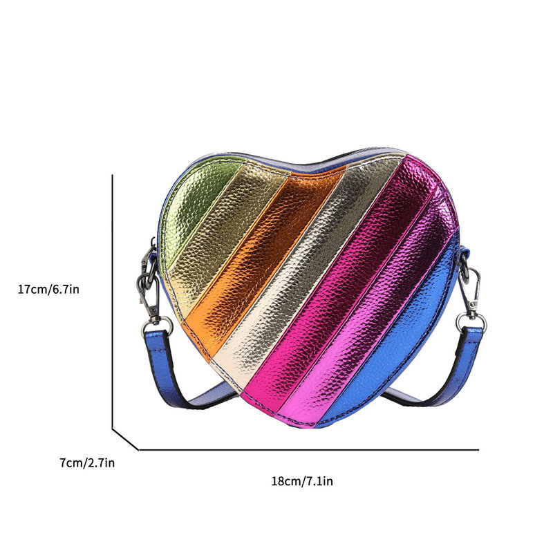Bolso de mano de cuero Pu colorido para mujer, bolso de hombro de amor de corazón, bolso de mano femenino de moda, Mini bolsos cruzados de diseñador