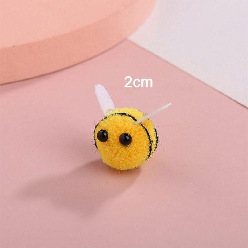 10 buah hiasan kepala lebah kecil kain wol bola bulu dekorasi pakaian lebah Mini kreatif kerajinan lebah buatan lucu kuning