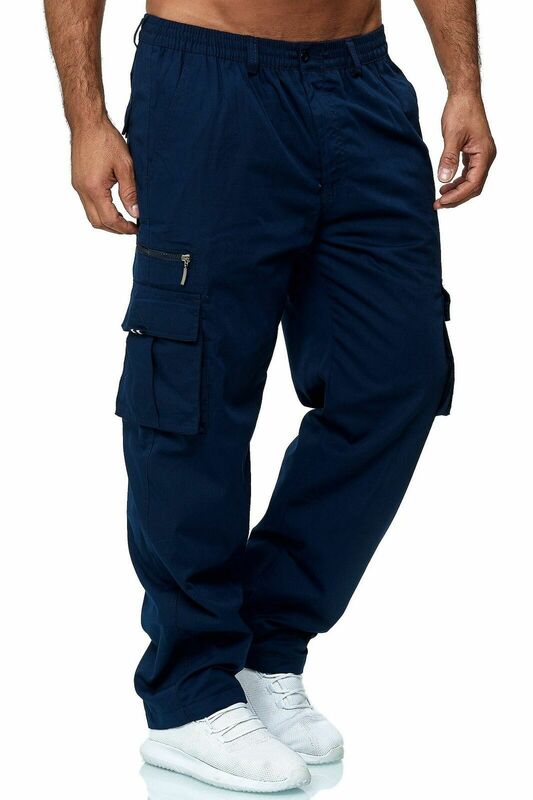 Men's Casual Multi-Pocket Loose Straight Tooling Pants Outdoor Pants Fitness Pants