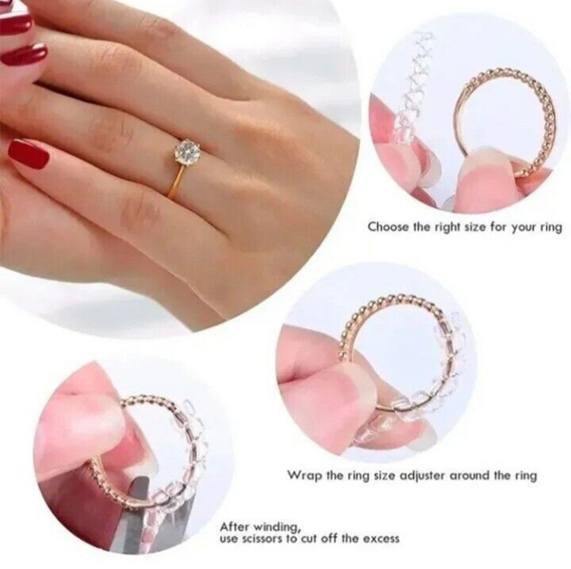 Regolatore di dimensioni dell'anello a spirale trasparente confortevole invisibile universale 10cm anello per dito ridotto avvolto artefatto con filo a molla