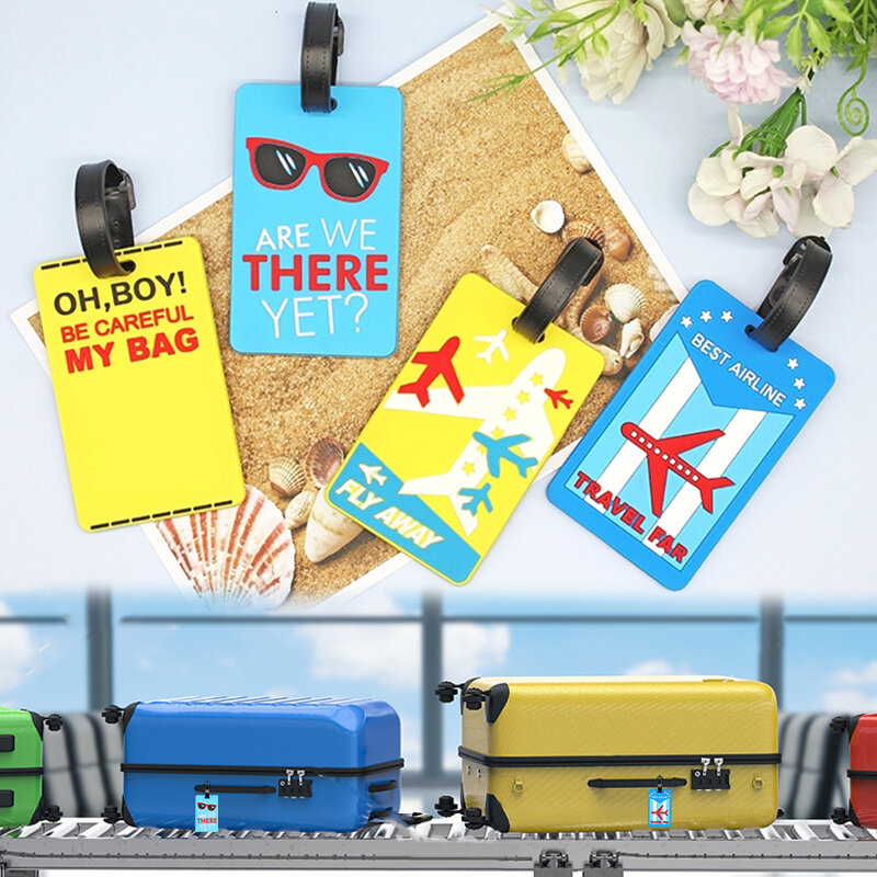 Etiqueta de PVC para equipaje, cubierta de tarjeta de envío, etiquetas de nombre, etiqueta de identificación de maleta, etiquetas colgantes de tarjeta de embarque, accesorio de viaje