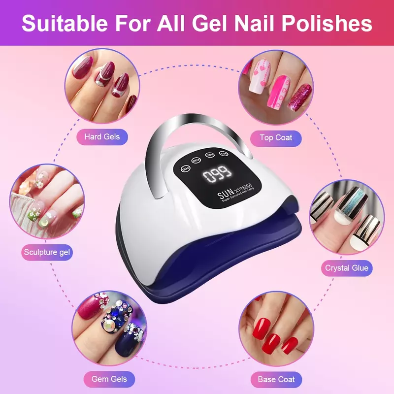 SUN X19 MAX UV LED Nail Drying Lamp 320W Professional UV Nail Dryer Light for Gel Nails 72 Beads Fast Curing Gel Polish Lamp