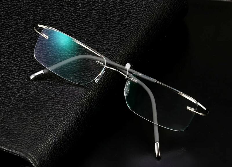 Meekleurende Lens Randloze Bril Mannen Vrouwen Optische Bril Anti Blauw Licht Oculos Bijziendheid Multifocale Lens Bril