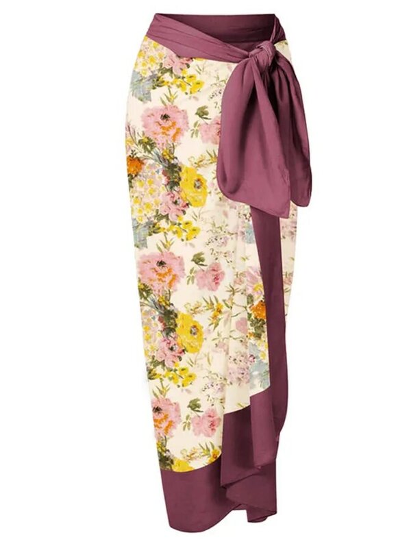 Комплект кружевного бикини на одно плечо 2024, женский модный купальник, летние купальники с цветочным принтом и накидка, купальные костюмы в пляжном стиле