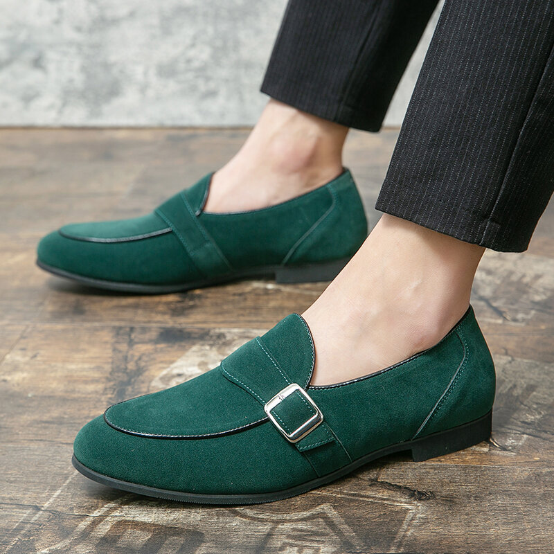 Туфли мужские зеленые без шнуровки, дышащие кожаные лоферы, Классическая модная обувь, большие размеры 46
