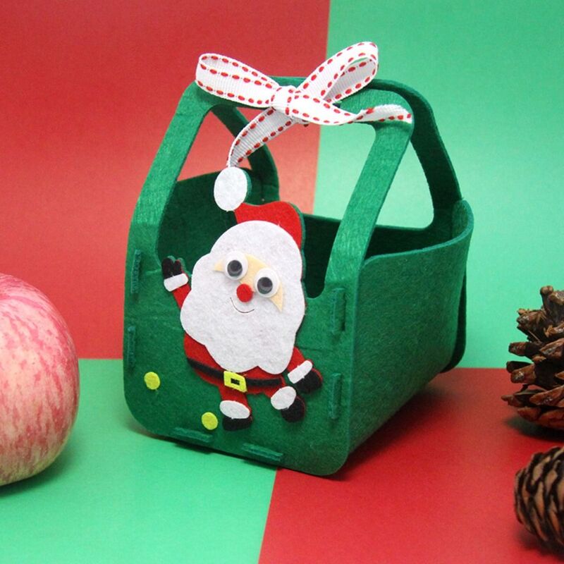 Tecido Não Tecido DIY Xmas Candy Bag, Portátil Elk Handbag, Decoração De Árvore De Natal, Boneco De Neve, Pai, Casa