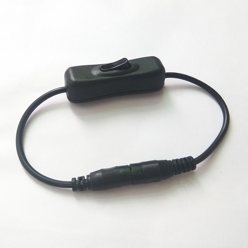 DC Power Switch plugue macho para adaptador fêmea, conector de alimentação DC, 5.5x2.1mm, preto, DC 5-24V