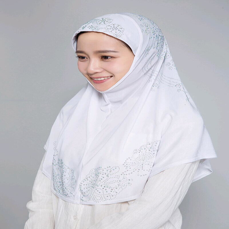 ฮิญาบมุสลิมอมิราสำหรับผู้หญิงผ้าพันคอคลุมศีรษะอิสลามทรงยาวสำหรับเด็กผู้หญิงพร้อม2024เจาะเช็ก