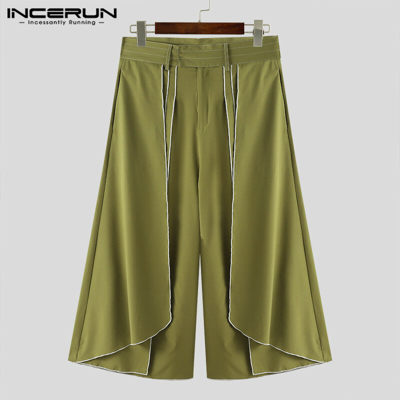 INCERUN-Pantalones desconstructivos de estilo coreano para hombre, ropa de calle informal, pantalones holgados de pierna ancha, diseño de varias piezas, S-5XL, 2024