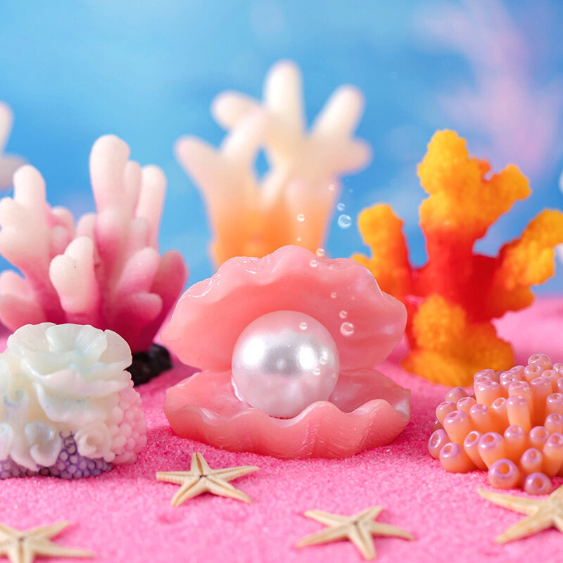 Adornos de resina de sirena de Coral Artificial para pecera, accesorios de decoración para el hogar, Micro paisaje, lindo, colorido, 1 piezas