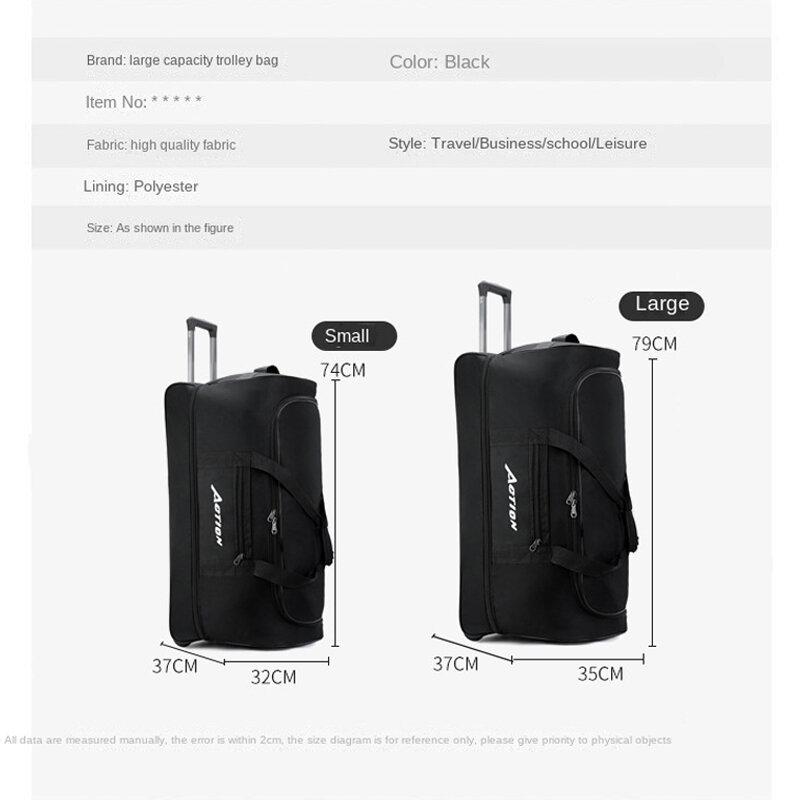 Große Kapazität Trolley-Taschen mit Rädern faltbares Gepäck Rollt asche Reisekoffer wasserdichte Handtasche Roll gepäck
