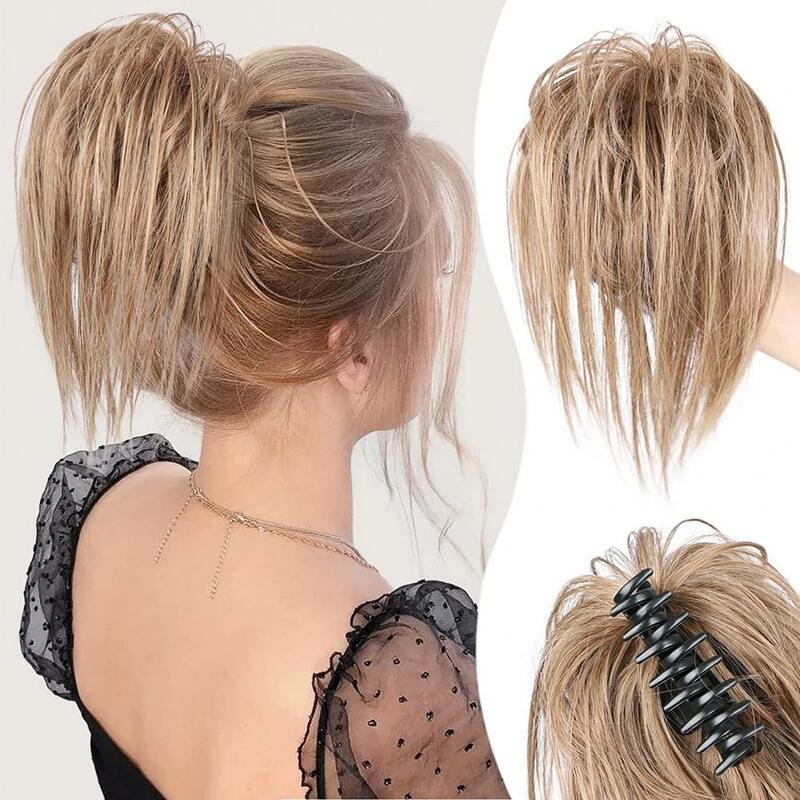 Messy Bun Wig Claw Clip Straight Tousled Updo Hair Buns Claw Clip Ponytail Hairpiece Hair Extensions Synthetic Hair For Women