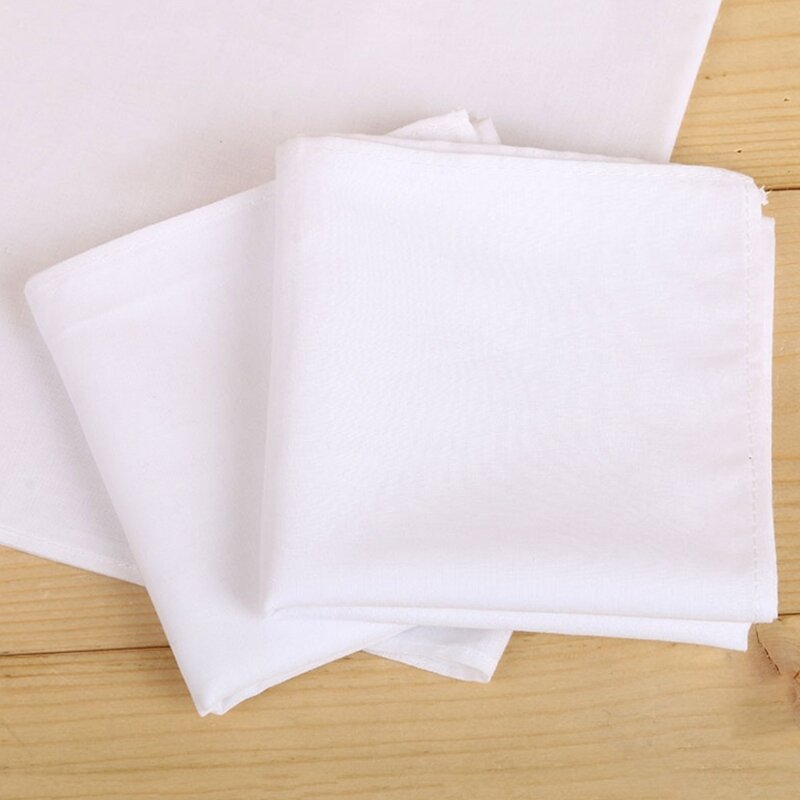 Lenço branco feminino bordado lenço algodão quadrado macio lavável lenço