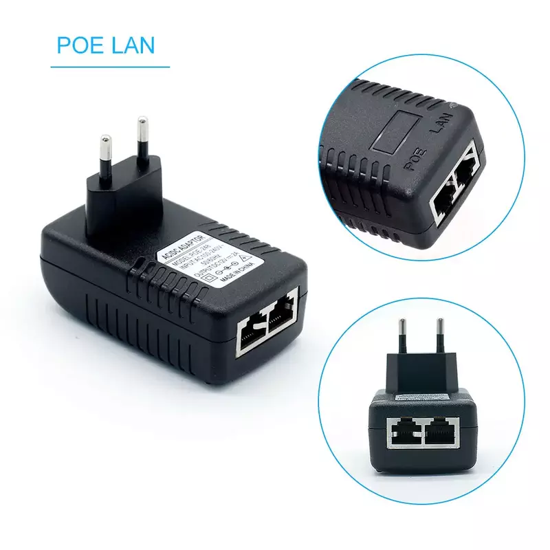 48V/12V Injektor POE Ethernet Adaptor Daya CCTV 0, 5A /2A 24W POE untuk Kamera IP Ponsel IP Adaptor Daya Sakelar POE Pilihan Ue/AS