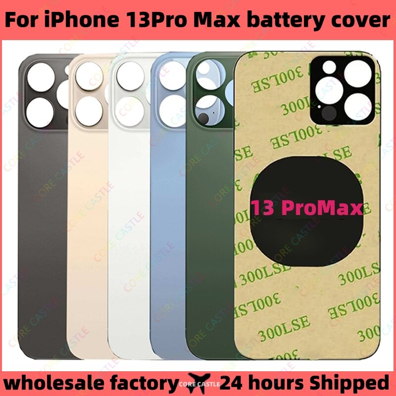 Couvercle de batterie de panneau de verre arrière pour iPhone 13 Pro Max, pièces de rechange, boîtier de porte arrière d'appareil photo à grand trou, meilleure taille de qualité Identique à l'original avec logo