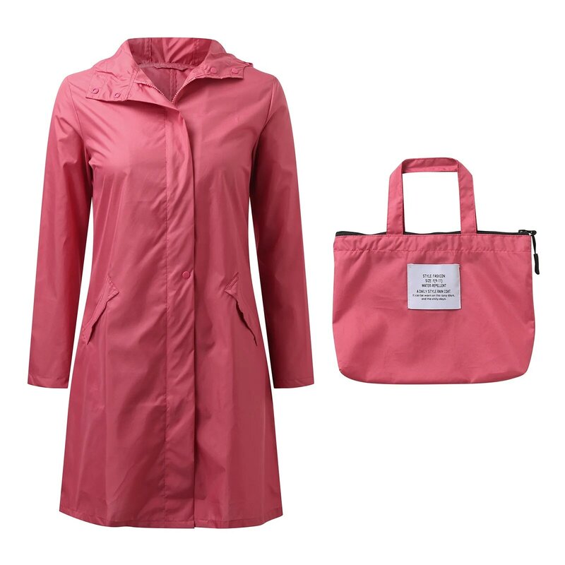Imperméable long et respirant pour femme, manteau de pluie portable pour femme, veste active en plein air, coupe-vent des années 90, mode