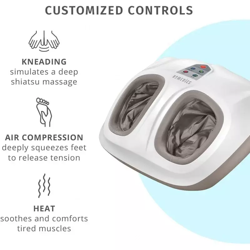 Homedics-指圧空気2.0フットマッサージャー、熱やスポーツ用の多機能空気圧縮、3つのカスタマイズされた制御と強度