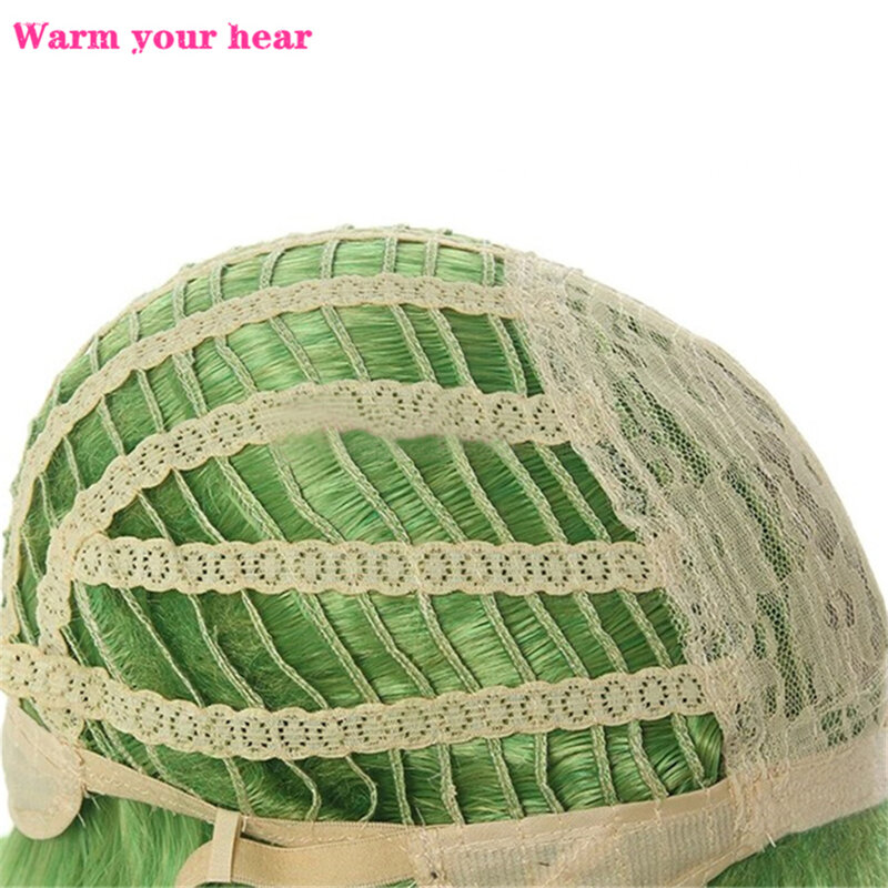 Perruque de Cosplay longue de 55cm avec faux cuir chevelu vert, perruques en fibre avec bonnet de perruque
