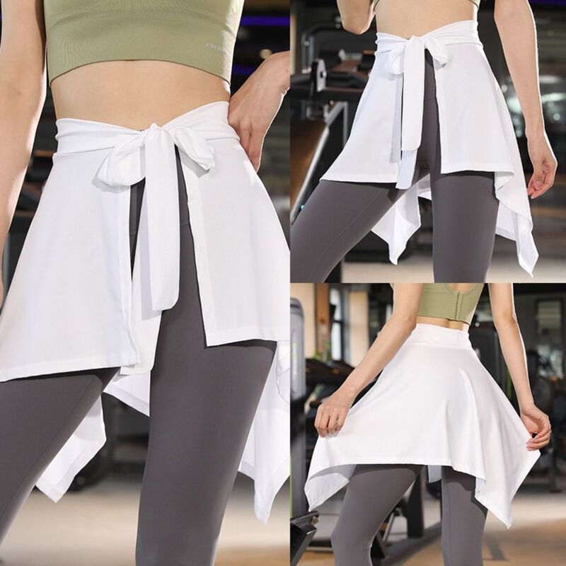 Спортивная юбка для йоги, скрывающая бедра, необычная однотонная одежда для йоги, юбка средней длины, универсальный размер