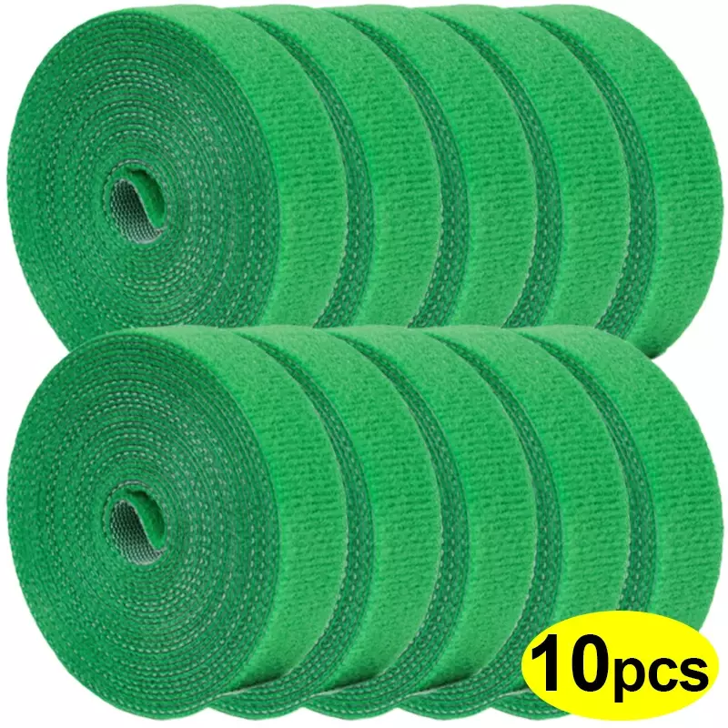 10Rolls=20M Reusable Nylon Plant Ties Bandage Hook for Support Grape Vines Self Adhesive Cable Tie Fastener Tape Garden Supplies