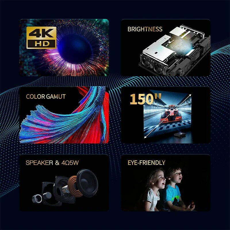 Rigal P1E movie mobile lcd 4k video beam proyector smart tv portable data show wall full hd led projector 1080p for home