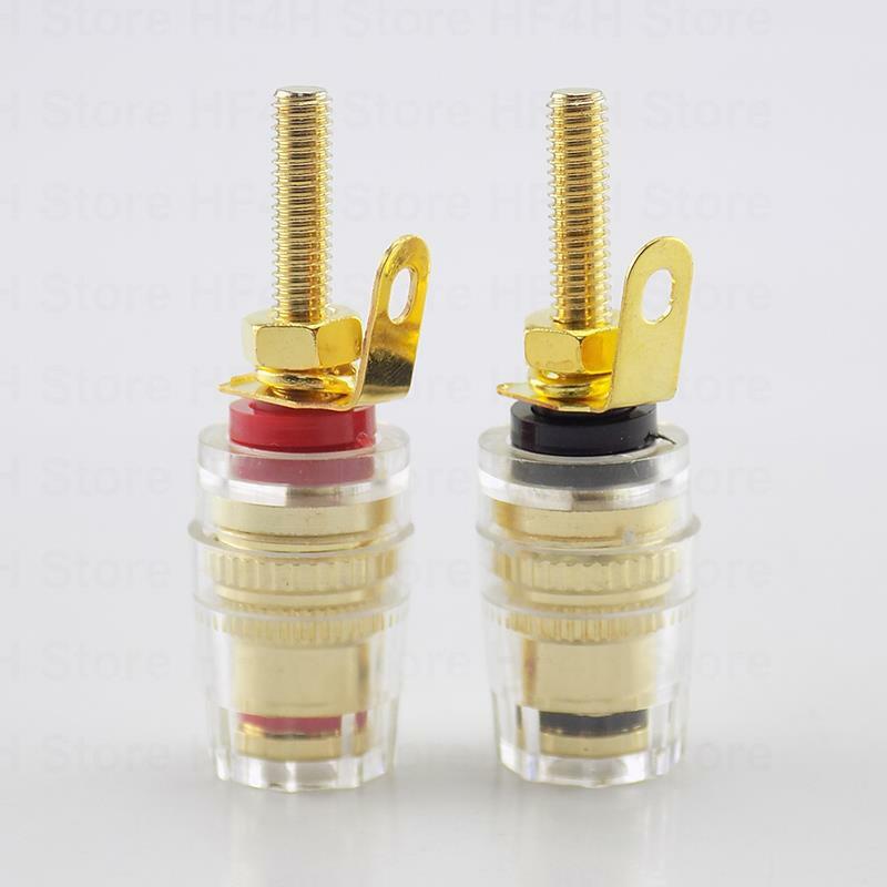 4mm Gold Plated Amplifier Speaker Banana Plug Binding Posts Oxidation Resistance Brass Terminal w/ Transparent Shell B4