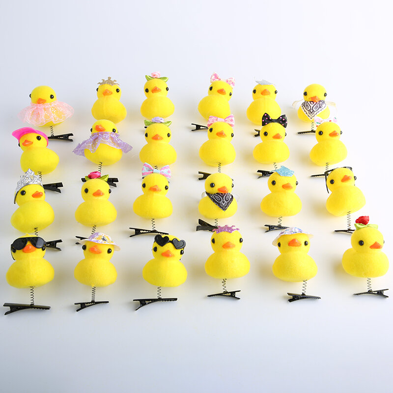 Horquilla de felpa de pato amarillo para niños, accesorios de Clip de pico de pato, 3D, dibujos animados divertidos, 10, 20, 50, 100 unidades por lote