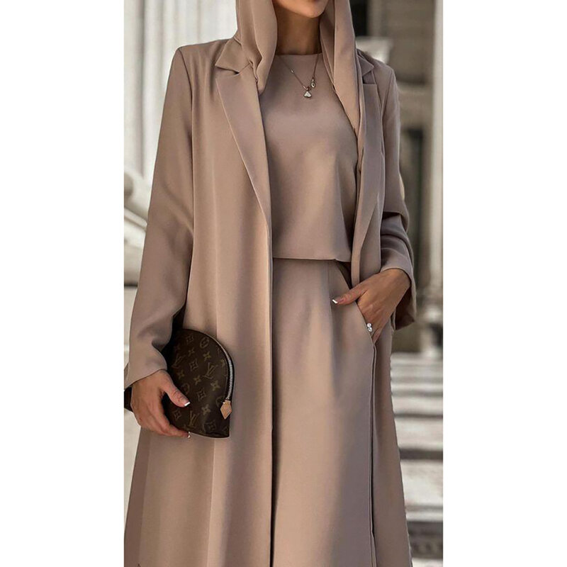High-end Women Long Jacket Fashion Slim Single Breasted Female Daily Coat Formal Ankle Length Dress jaqueta feminina