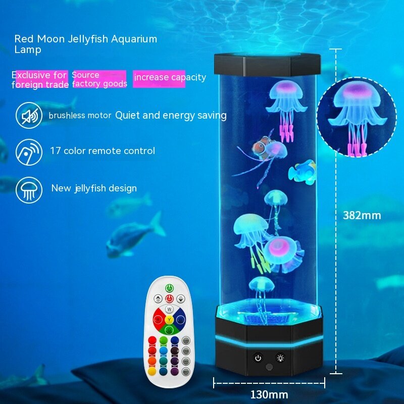 Jellyfish levou lâmpada com controle remoto, 17 cores mudando, 15 polegadas, usb plug-in, peixe bolha, luz noturna infantil