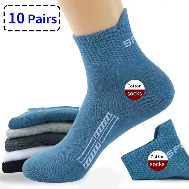 10 пар высококачественных мужских носков, повседневные дышащие носки, мужские хлопковые носки, спортивные носки для бега, мужской подарок Sokken, большой размер 38-45