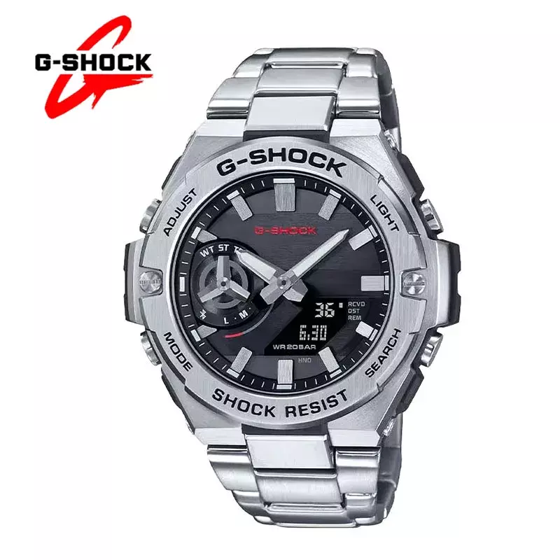 Jam tangan G-SHOCK untuk pria, GST-B500 kasual modis multifungsi tahan guncangan tampilan ganda baja tahan karat kuarsa