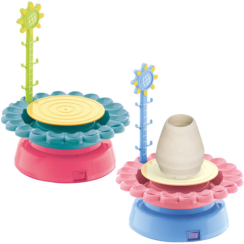 Kit ruota in ceramica per bambini fai da te giocattoli elettrici fatti a mano in argilla per bambini macchina per ceramica ricarica USB ruota in ceramica di girasole per bambini