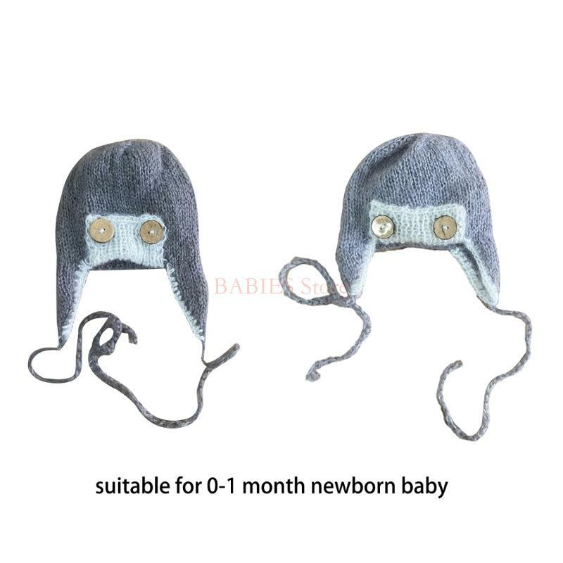 C9GB قبعة طيار لطيفة لحديثي الولادة لالتقاط صور أطفال لا تُنسى ناعمة ومريحة لمدة شهر كامل غطاء محرك السيارة للأطفال الرضع تحت
