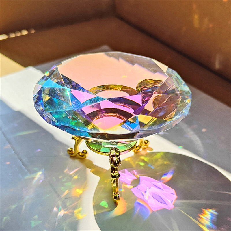 Presse-papier en cristal de diamant coloré K9, fabricant d'arc-en-ciel décoratif, diamants en verre de prisme, décoration de bureau de salle de mariage, AB, 30-80mm