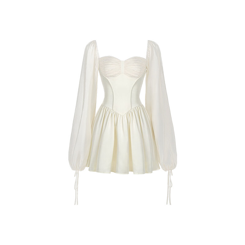 Белое платье с рукавами-фонариками, летнее Новое нишевое дизайнерское цельнокроеное платье для девушек, элегантное вечернее сексуальное винтажное платье для выпускного вечера, Y2k