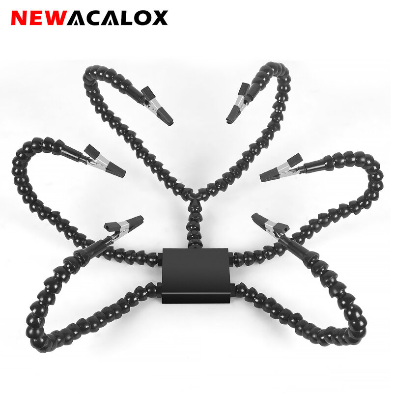 NEWACALOX Third Hand Soldering PCB Holder Tool Four/Five Arms Flexible Helping Hands Crafts Workshop Helping Station Repair Tool
