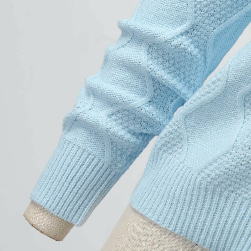 Suéter de punto con encaje bordado para mujer, Jersey informal de manga larga, liso, holgado, con cuello redondo, a la moda, 2023