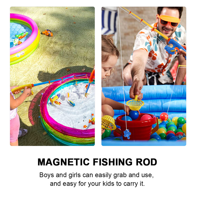 Juguetes magnéticos de 6 piezas, caña de pescar para niños, poste comercial pequeño, educativo, guardería