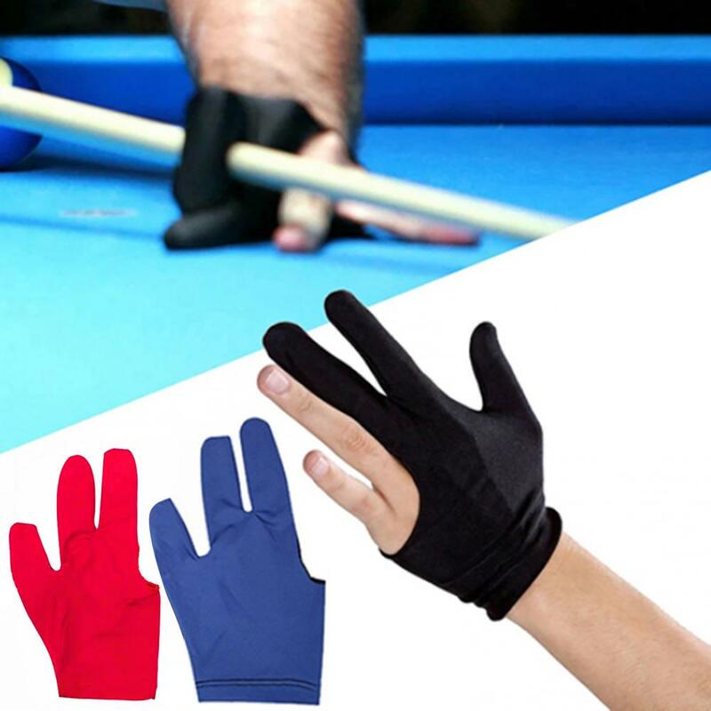 Spandex Snooker Billiard Cue Luva, mão esquerda, aberto, três dedos, acessórios de piscina