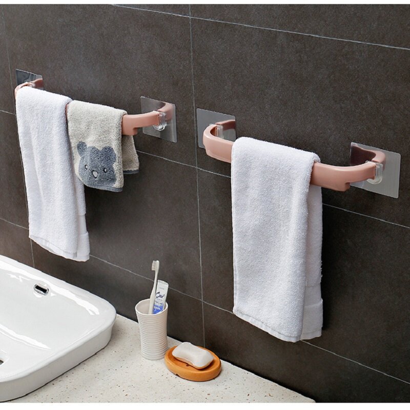 Utile mensola portasciugamani da bagno a parete in plastica supporto per portasciugamani autoadesivo rotolo di carta igienica appendiabiti da bagno