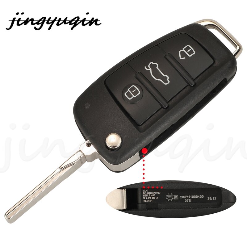 Jingyuqin 8V0837220E Keyless Go 3 Tombol Flip Remote Pintar Kunci Mobil Fob 315MHz MQB 48Chip untuk Audi A3 S3 2012-2017